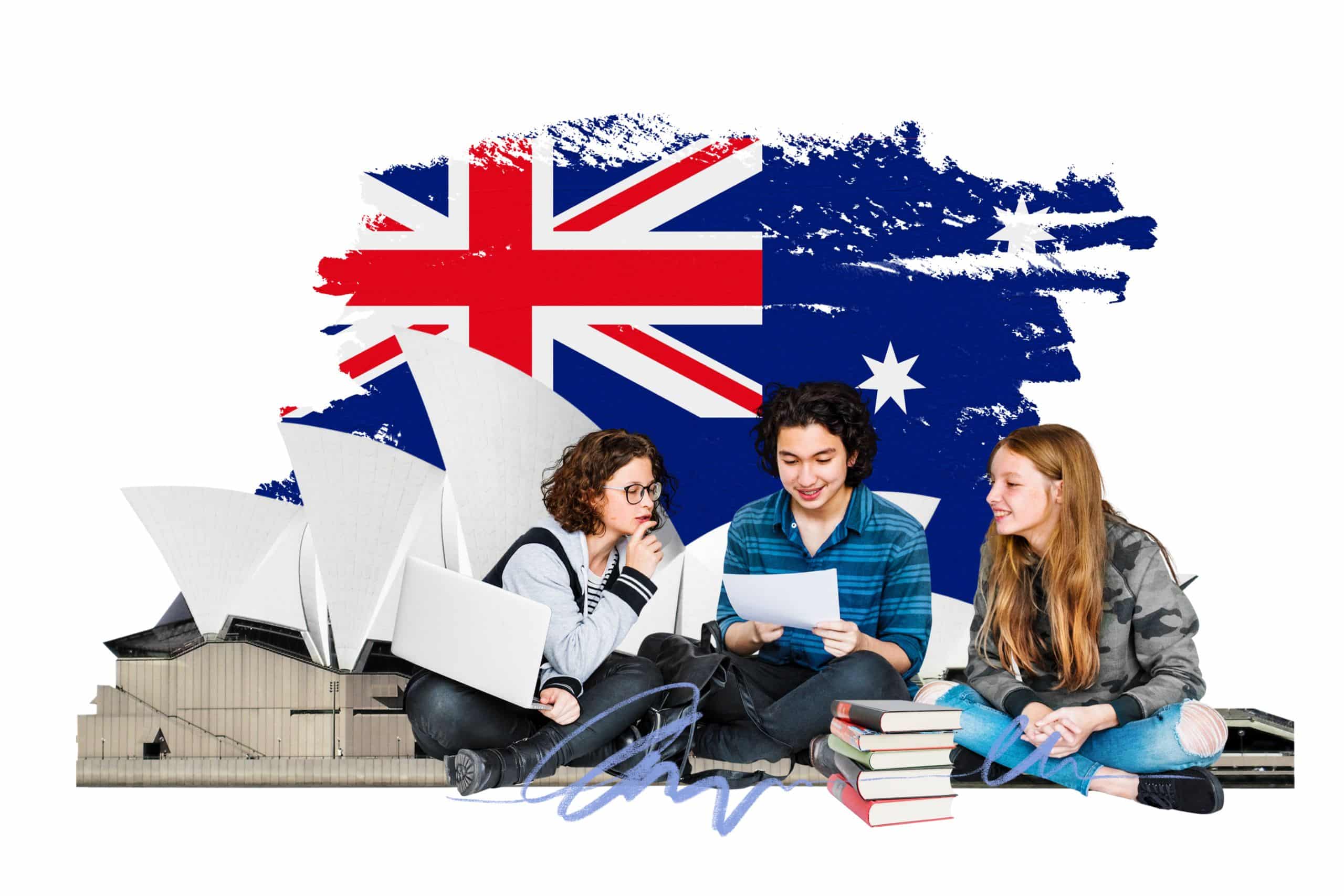 Study in Australia, education photo collage